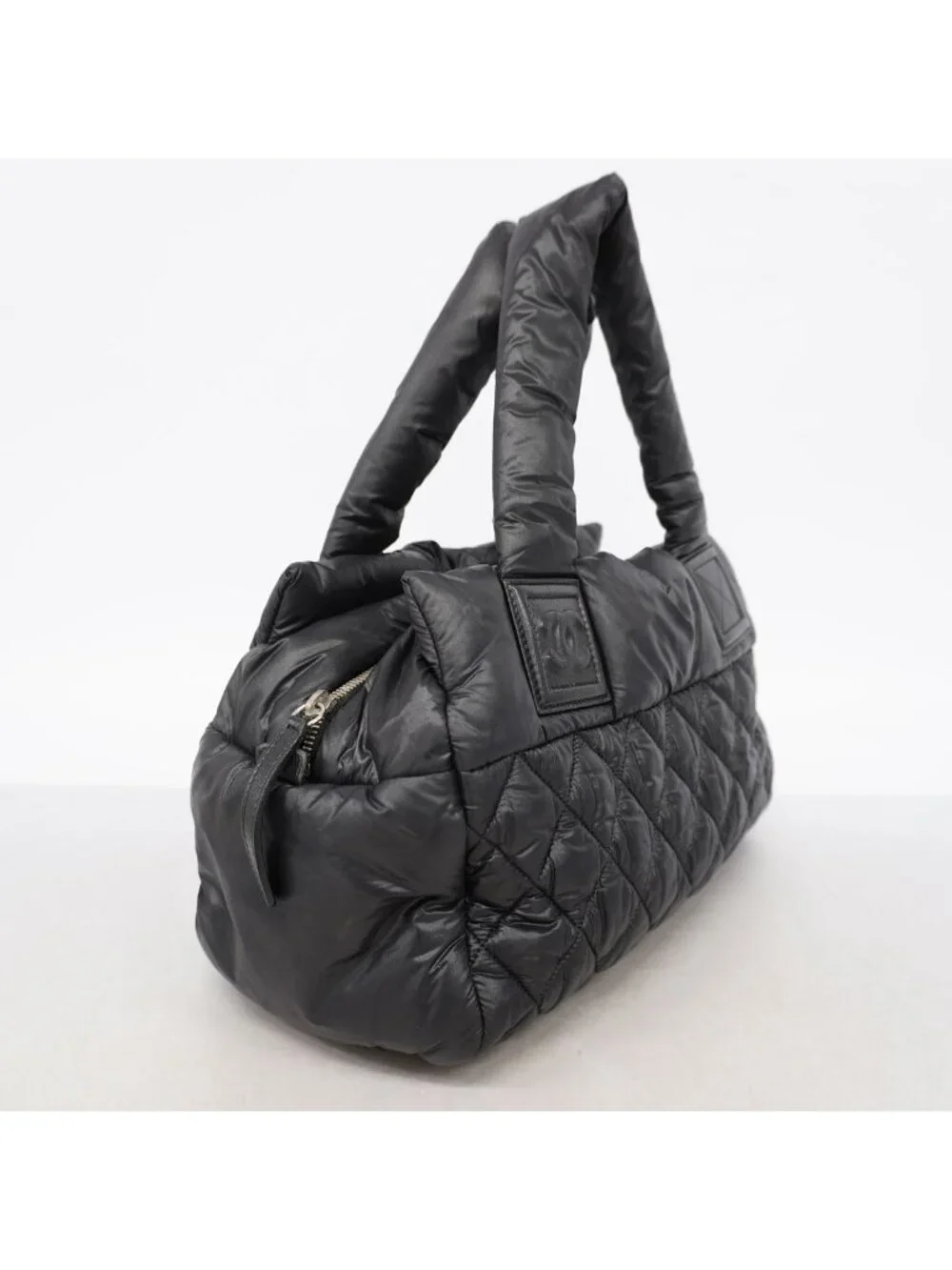 Chanel Tote Coco Cocoon Nylon Black Silver